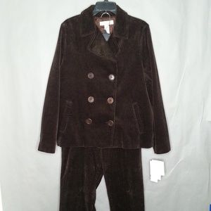 NWT Jones New York Sport Jacket Pant Brwn Corduroy